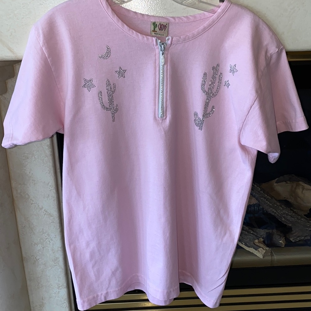 Cactus California S/S Embellished Zip Up Top Medium